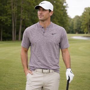 Nike AeroReact Men's Golf Polo Burgundy Crush Plum Heather Size Medium Dri-Fit